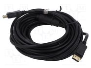 Cable; DisplayPort 1.2,HDCP 1.3,with amplifier; 20m; black DIGITUS