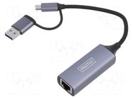 USB to Ethernet adapter; USB 3.1; grey; 0.15m DIGITUS