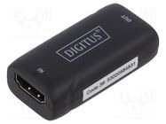 Repeater; HDCP 2.2,HDMI 2.0; HDMI socket,both sides; black; 20m DIGITUS