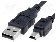 Cable; USB 2.0; USB A plug,USB B mini plug; 1.5m; black; Canon Goobay