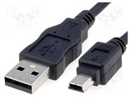 Cable; USB 2.0; USB A plug,USB B mini plug; 3m; black; Canon Goobay