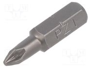 Screwdriver bit; Pozidriv®; PZ1; Overall len: 25mm FELO