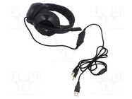 Headphones with microphone; black; Jack 3,5mm x2,USB A; 2m; 32Ω SAVIO