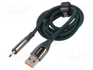 Cable; USB 2.0; USB A plug,USB C plug; 1m; black; Display: LCD SAVIO