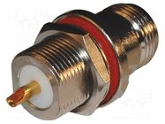 Connector: N; socket; female; straight; 50Ω; soldering; PTFE; brass AMPHENOL RF