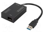 USB to Fast Ethernet adapter; SFP x2,USB A plug; USB 3.0; black DIGITUS