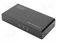 Splitter; HDCP 2.2,HDMI 2.0; black; Input: DC socket,HDMI socket DIGITUS