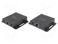 HDMI extender; DC socket,HDMI socket x3,RJ45 socket x2; metal DIGITUS