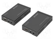 HDMI extender; HDBaseT™,HDCP 2.2,HDMI 1.4; black; Cat: 5e,6,6a,7 DIGITUS