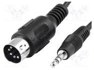 Cable; DIN 5pin plug,Jack 3.5mm plug; 1.2m; black 