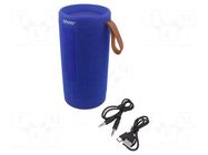Speaker; blue; Jack 3,5mm,microSD,USB C; 50Hz÷18kHz; 10m; 3600mAh SAVIO