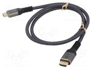 Cable; HDMI 2.0; HDMI plug,both sides; PVC; textile; Len: 1m Goobay