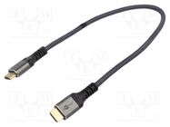 Cable; HDMI 2.1; HDMI plug,both sides; PVC; textile; Len: 0.5m Goobay