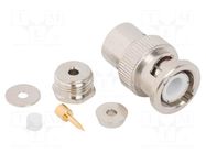 Connector: BNC; plug; male; straight; 50Ω; soldering,clamp; PTFE AMPHENOL RF