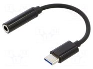 Cable; USB 3.1; Jack 3.5mm socket,USB C plug; 0.12m; black SAVIO