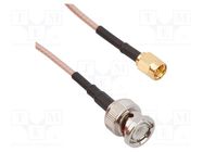 Cable; 50Ω; BNC male,SMA male; straight; 0.25m AMPHENOL RF