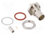 Connector: BNC; socket; female; straight; 50Ω; crimped; PTFE; brass AMPHENOL RF