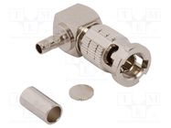 Connector: Micro BNC; plug; male; angled 90°; 75Ω; crimped; PTFE AMPHENOL RF