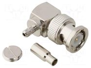 Connector: BNC; plug; male; angled 90°; 50Ω; soldering,crimped AMPHENOL RF