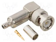 Connector: BNC; plug; male; angled 90°; 50Ω; soldering,crimped AMPHENOL RF