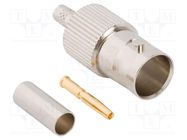 Connector: BNC; plug; female; straight; 75Ω; crimped; for cable; POM AMPHENOL RF