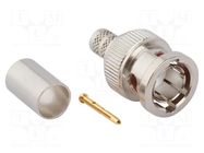 Connector: BNC; plug; male; straight; 75Ω; crimped; for cable; PTFE AMPHENOL RF