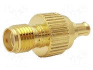 Adapter; MCX male,SMA female; Insulation: PTFE; 50Ω; brass; 6GHz AMPHENOL RF