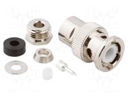 Connector: BNC; plug; male; straight; 50Ω; soldering,clamp; PTFE AMPHENOL RF