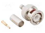 Connector: BNC; plug; male; straight; 50Ω; crimped; for cable; POM AMPHENOL RF