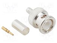 Connector: BNC; plug; male; straight; 50Ω; crimped; for cable; PTFE AMPHENOL RF