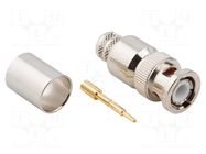 Connector: BNC; plug; male; straight; 50Ω; crimped; for cable; PTFE AMPHENOL RF