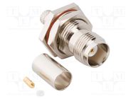 Socket; TNC; female; straight; 50Ω; soldering,crimped; PTFE AMPHENOL RF