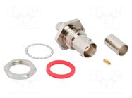 Connector: BNC; socket; female; straight; 50Ω; crimped; PTFE; brass AMPHENOL RF