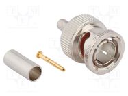 Plug; BNC; male; straight; 75Ω; crimped; for cable; PTFE; -65÷165°C AMPHENOL RF