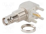 Connector: Micro BNC; socket; female; angled 90°; 50Ω; THT; PTFE AMPHENOL RF