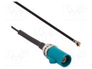 Cable; AMC4 female,Fakra male; angled,straight; 0.05m AMPHENOL RF