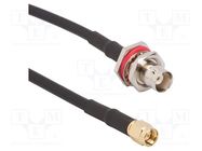 Cable; 50Ω; BNC female,SMA male; straight; 0.153m AMPHENOL RF