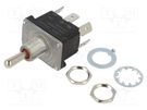 Switch: toggle; Pos: 3; DP3T; (ON)-OFF-(ON); 16A/250VAC; 16A/30VDC CANAL ELECTRONIC