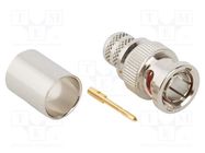 Connector: BNC; plug; male; straight; 75Ω; crimped; for cable; PTFE AMPHENOL RF