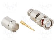 Connector: BNC; plug; male; straight; 50Ω; crimped; for cable; PTFE AMPHENOL RF