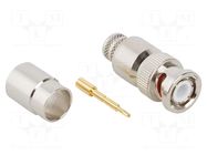 Connector: BNC; plug; male; straight; 50Ω; crimped; for cable; PTFE AMPHENOL RF