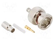 Connector: BNC; plug; male; straight; 75Ω; crimped; for cable; POM AMPHENOL RF