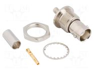 Connector: BNC; socket; female; straight; 50Ω; crimped; POM; brass AMPHENOL RF