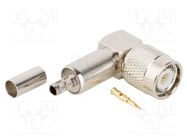 Plug; TNC; male; angled 90°; 50Ω; crimped; for cable; POM; -40÷85°C AMPHENOL RF