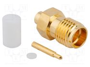 Plug; RP-SMA; male,reverse; straight; 50Ω; soldering; for cable AMPHENOL RF