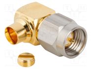 Connector: SMA; plug; male; angled 90°; 50Ω; soldering; for cable AMPHENOL RF