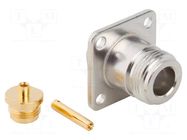 Connector: N; socket; female; straight; 50Ω; soldering; PTFE; brass AMPHENOL RF