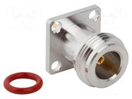 Connector: N; socket; female; straight; 50Ω; soldering; PTFE; brass AMPHENOL RF