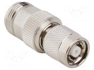 Adapter; N female,RP-TNC male; Insulation: PTFE; 50Ω; brass; 11GHz AMPHENOL RF