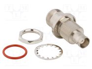 Adapter; BNC female,N female; Insulation: PTFE; 50Ω; brass; 4GHz AMPHENOL RF